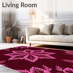 Bright Pink Floral Medallion Burgundy Rug