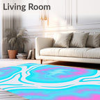 Abstract Pink Teal Swirl Rug