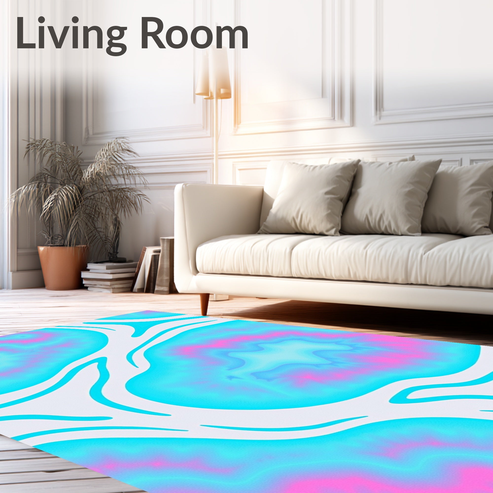 Abstract Pink Teal Swirl Rug