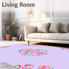Crimson Coral Swirl Botanical Medallion Rug