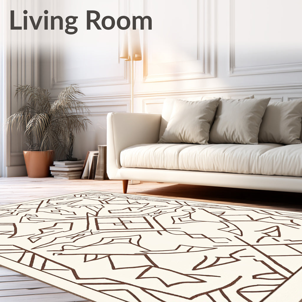 Bold Earthy Tone Geometric Animal Rug