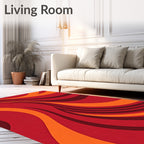 Retro Red Orange Swirl Rug