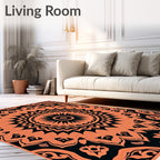 Coral Black Intricate Mandala Rug