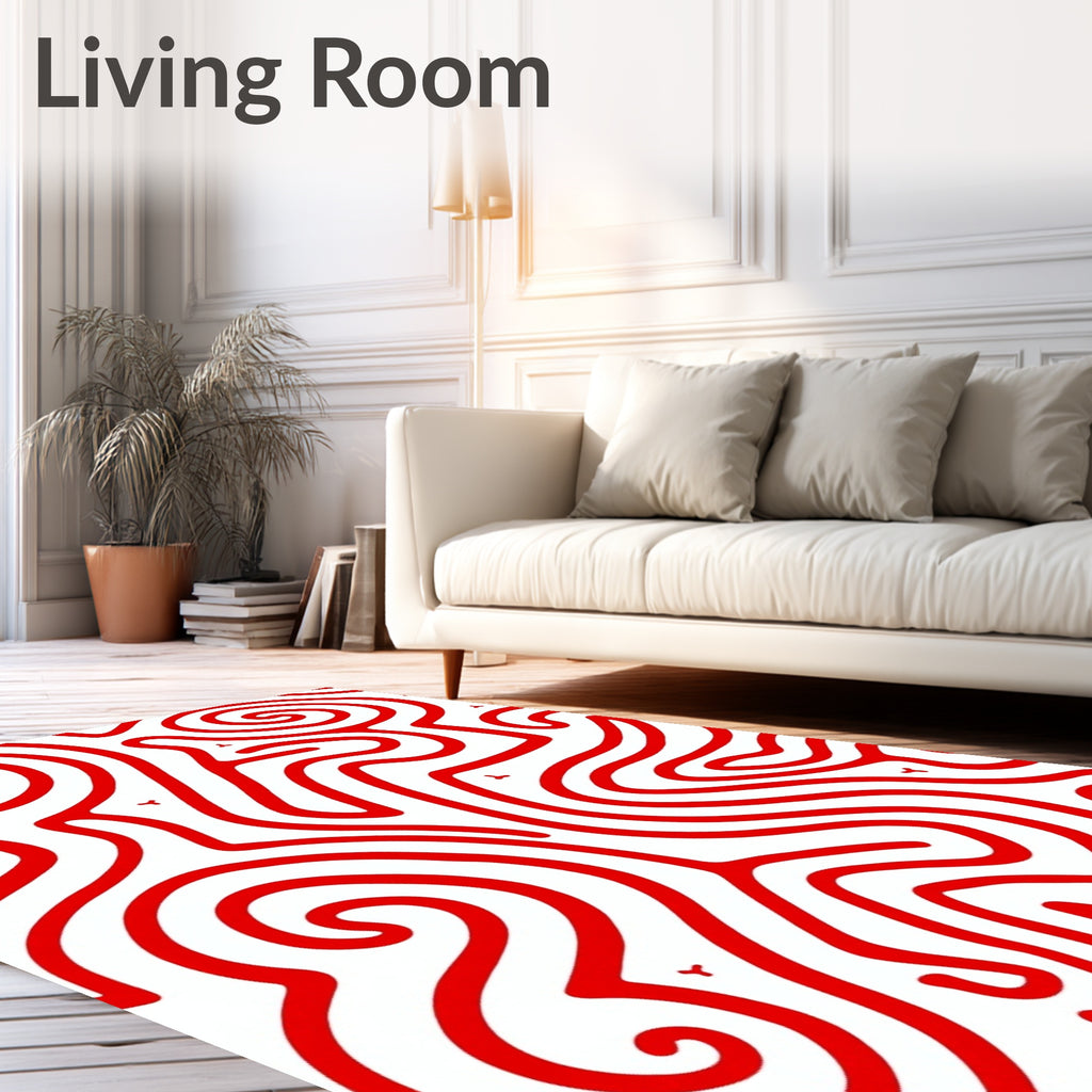 Bold Red Swirl Maze Tangle Rug