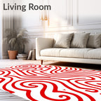 Bold Red Swirl Maze Tangle Rug