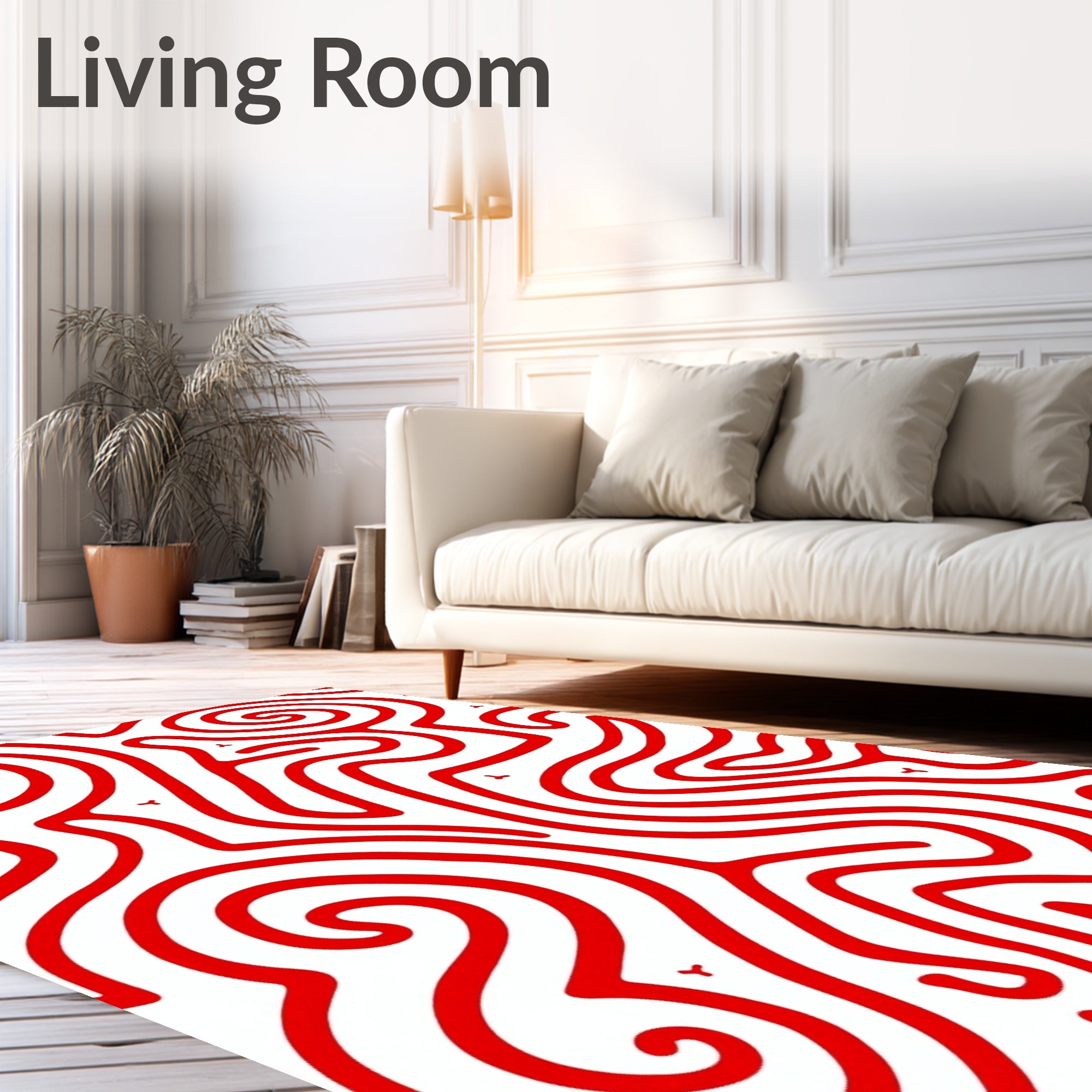 Bold Red Swirl Maze Tangle Rug