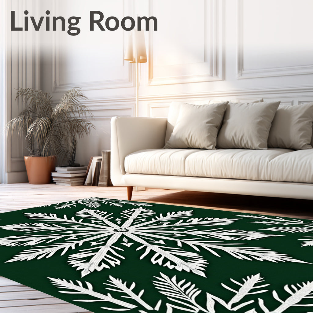 White Snowflake Forest Jewel Tones Rug