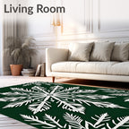 White Snowflake Forest Jewel Tones Rug