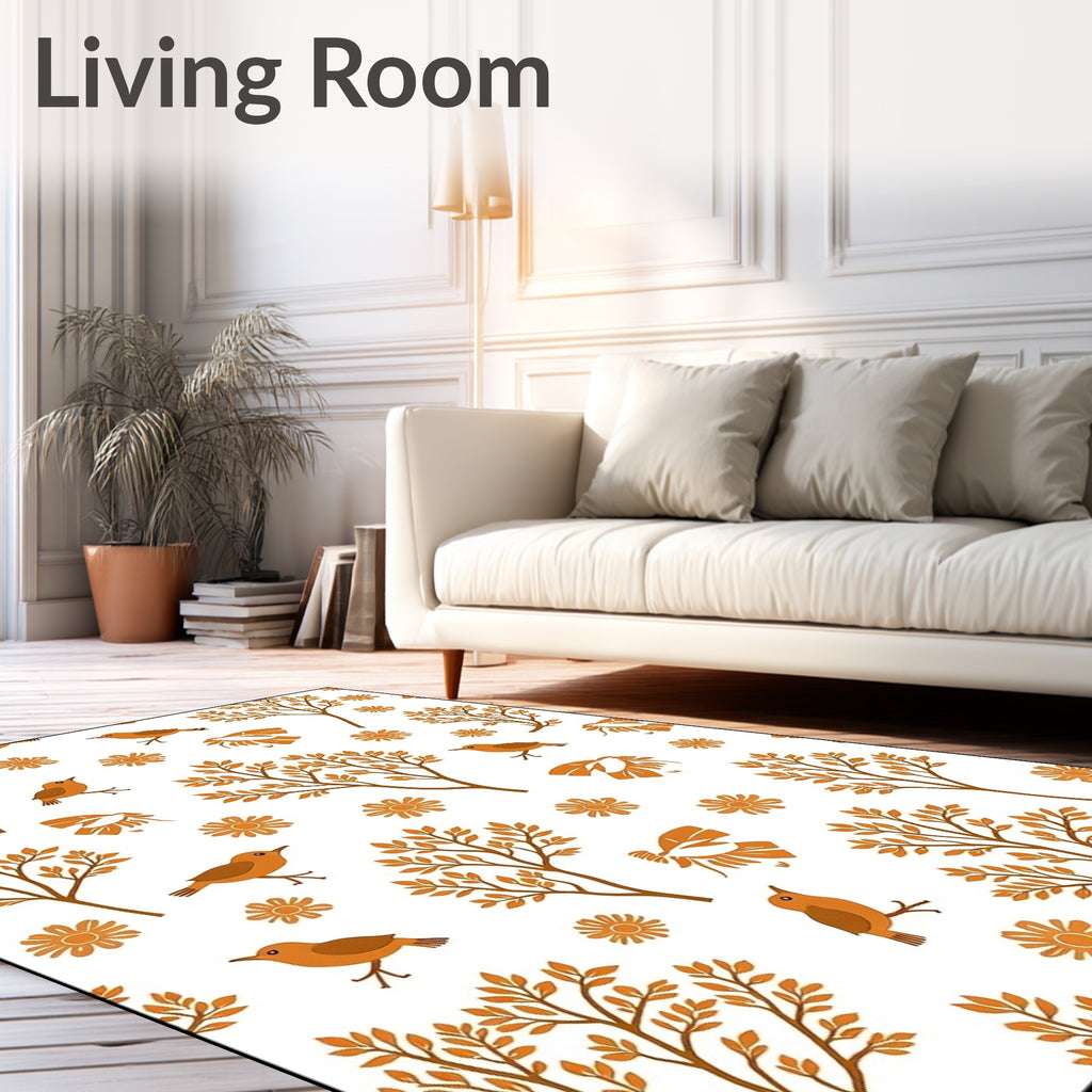 Autumn Birds and Trees Scene Rug