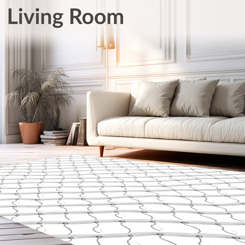 Silver White Abstract Geometric Wave Rug