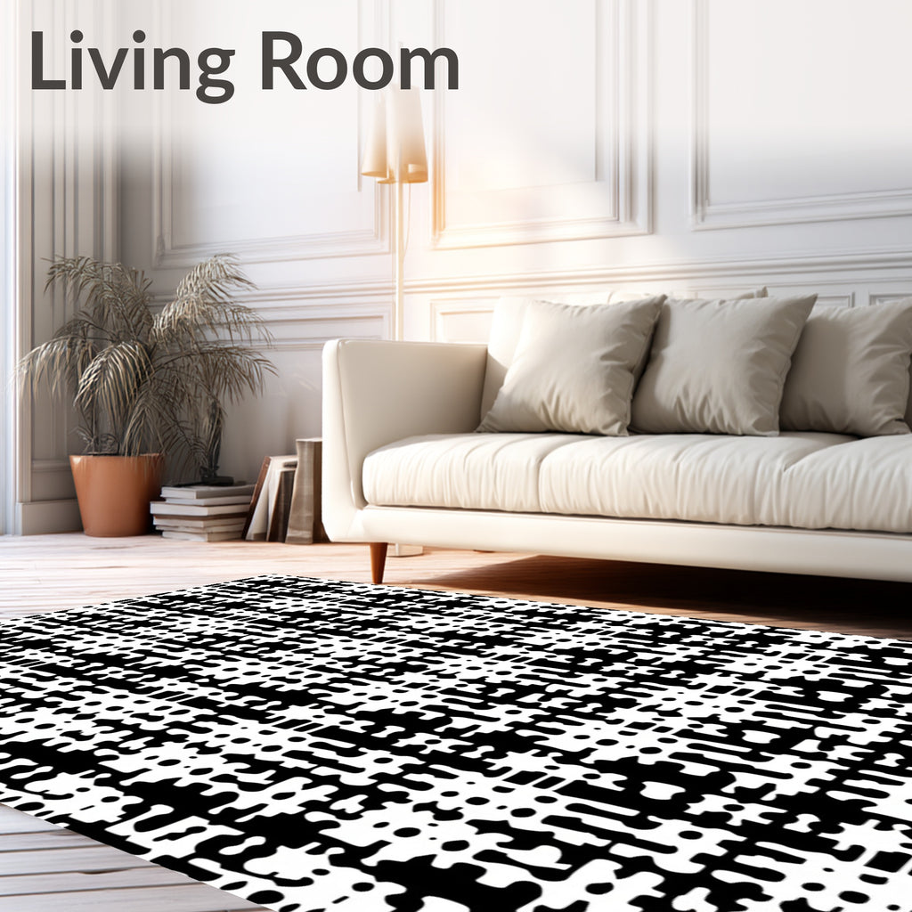 Monochromatic Abstract Grid Texture Rug