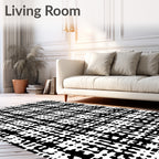 Monochromatic Abstract Grid Texture Rug