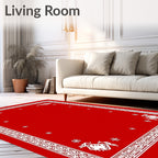 Bright Red Festive Village Snowflakes Rug
