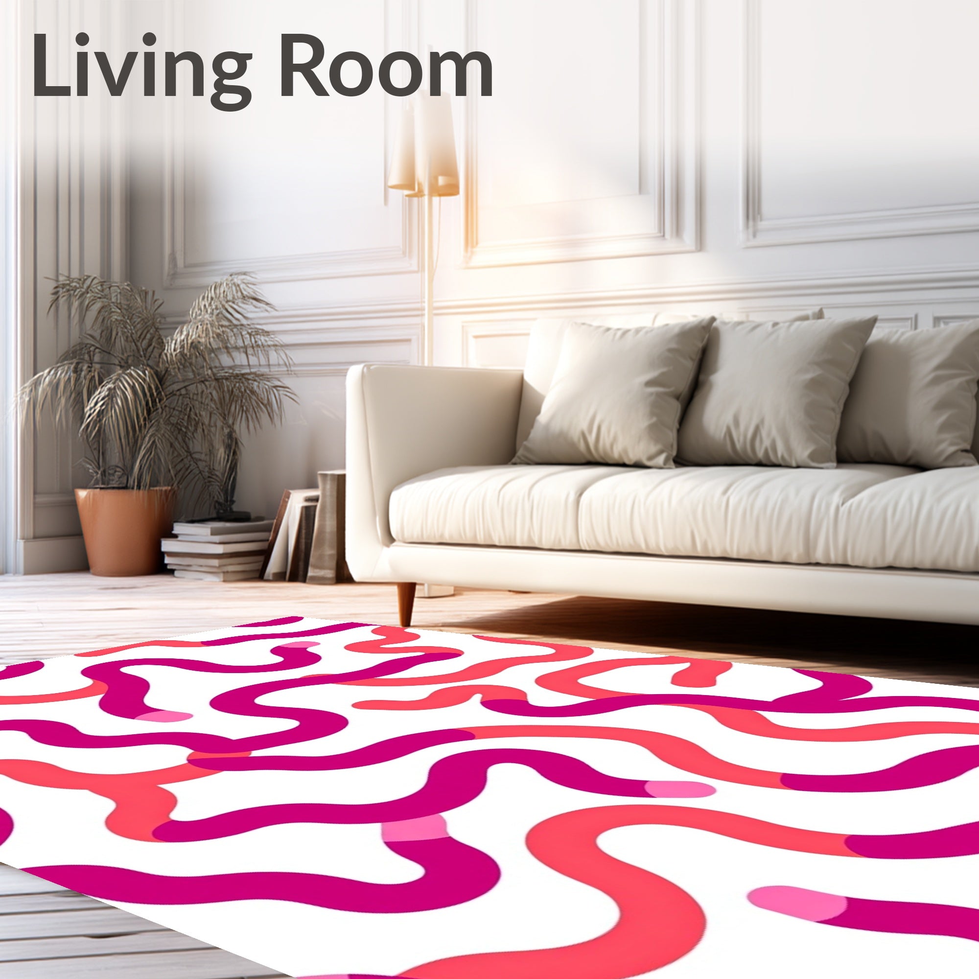 Vibrant Pink And Coral Organic Swirls Rug
