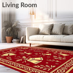 Crimson Gold Bell Botanical Border Rug