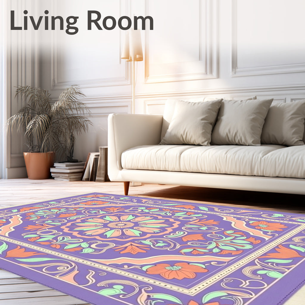 Vintage Purple Floral Art Nouveau Rug