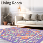 Vintage Purple Floral Art Nouveau Rug