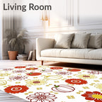 Red Yellow Pumpkin Floral Medley Rug
