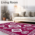 Rich Burgundy Floral Arabesque Composition Rug