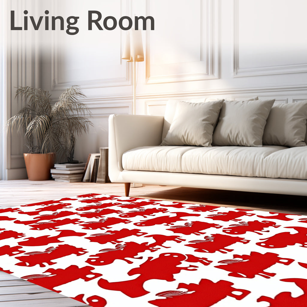 Bold Red Creature Repeat Rug