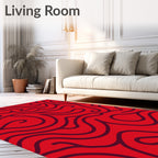 Crimson Swirls Organic Flow Rug
