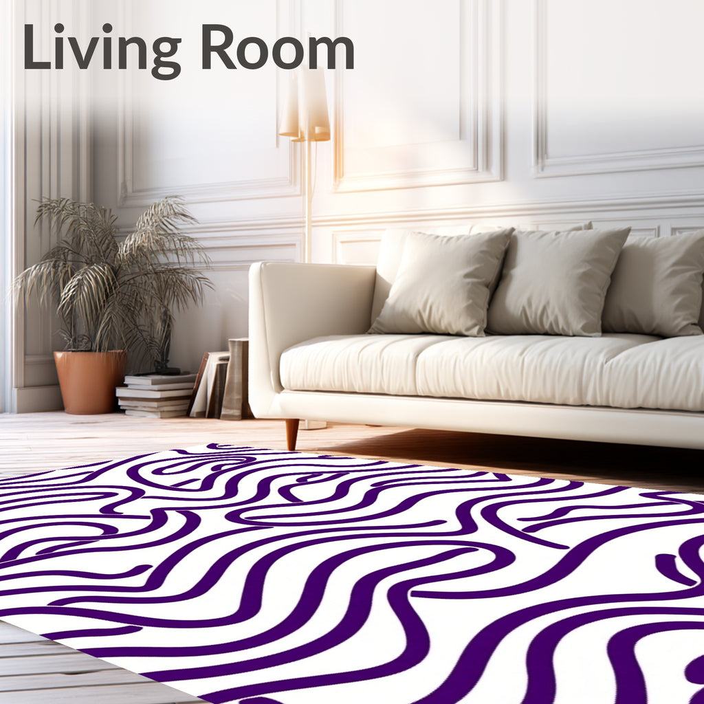 Deep Purple Wavy Lines Abstract Rug