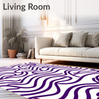 Deep Purple Wavy Lines Abstract Rug