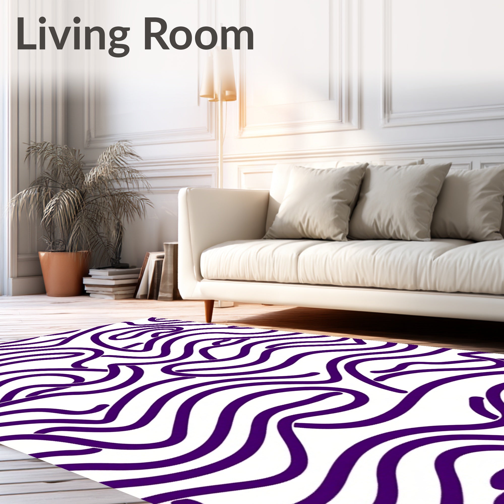 Deep Purple Wavy Lines Abstract Rug