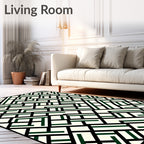Modern Cream Emerald Intersecting Lines Rug