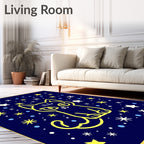 Cute Yellow Cat Starry Night Rug
