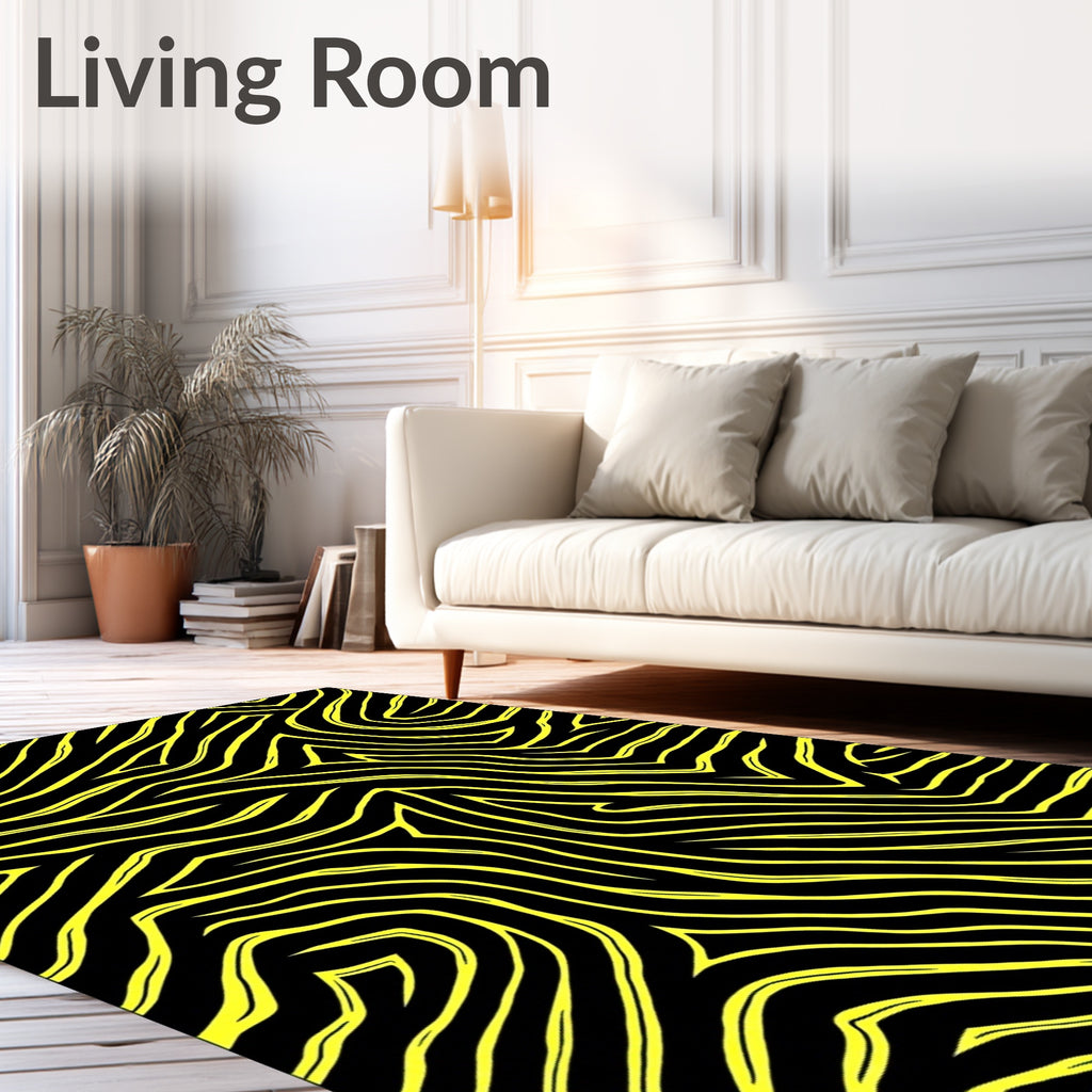 Bold Yellow Zebra Stripe Abstraction Rug