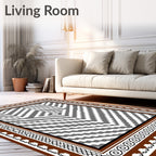 Brown Terra Cotta Chevron Diamond Border Rug