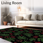 Evergreen Red Leaf Botanical Scatter Rug