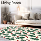 Evergreen Sprigs Red Berry Whimsy Rug