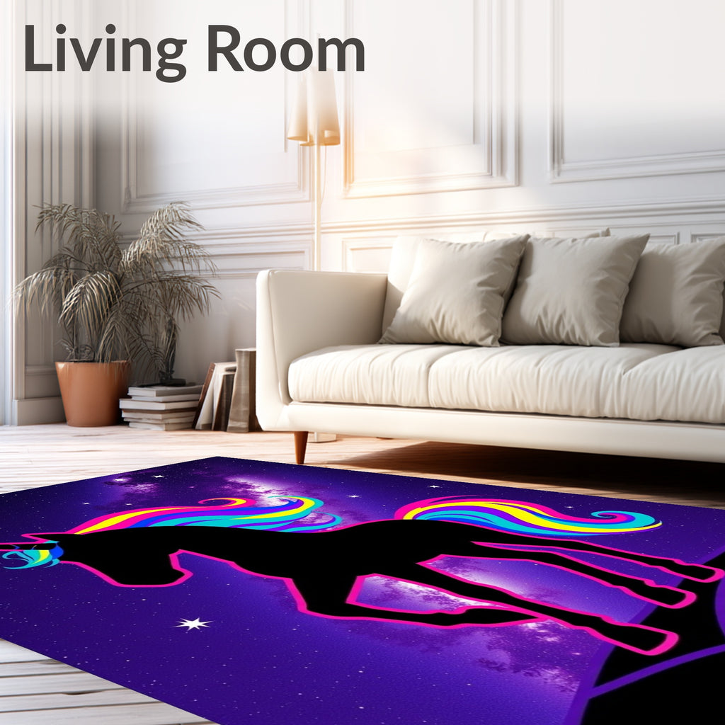 Cosmic Unicorn Neon Galaxy Rug