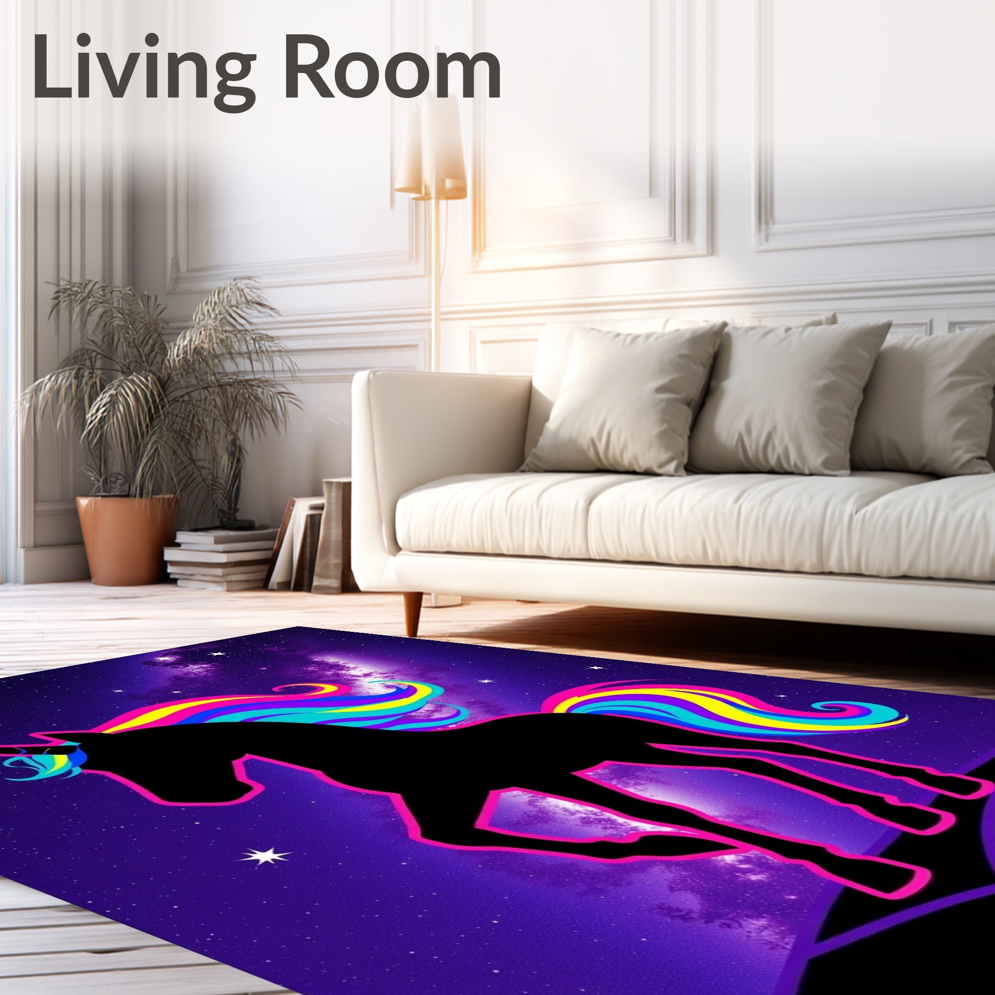 Cosmic Unicorn Neon Galaxy Rug