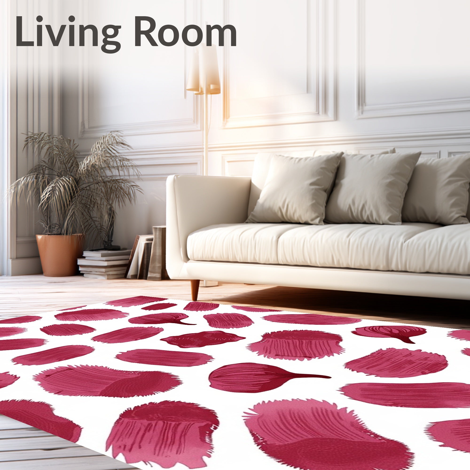 Crimson Brushstroke Bloom Scatter Rug
