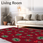 Festive Red Holly Berry Pine Sprig Rug