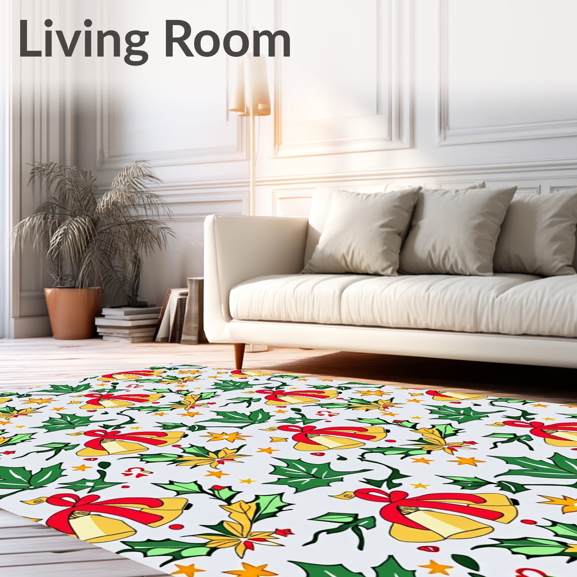 Jingle Bells Holly and Star Garland Rug