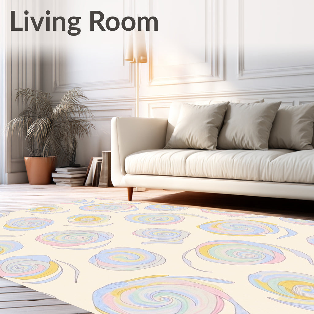 Pastel Swirls Abstract Garden Rug