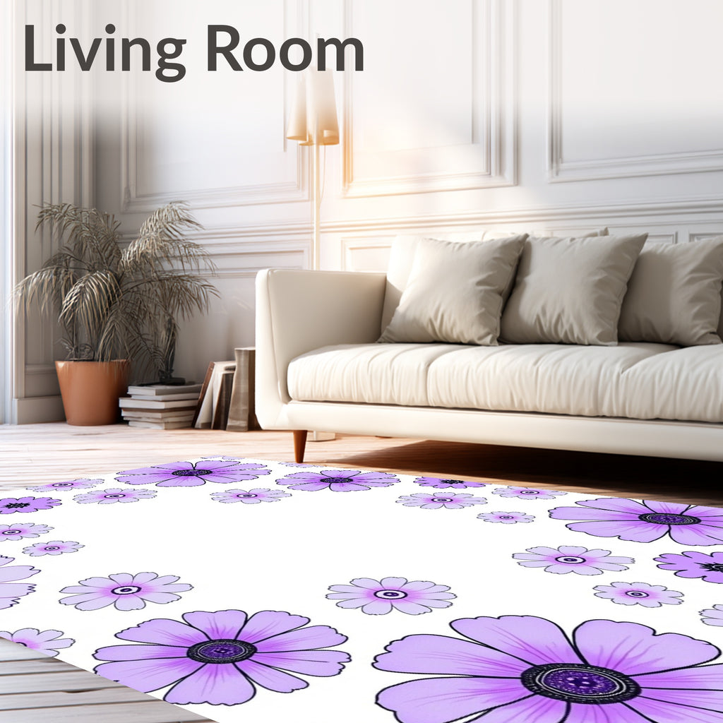 Lavender Floral Scatter Garden Rug
