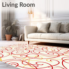 Crimson Gold Swirl Abstract Rug