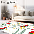 Red Sleighs Yellow Stars Garland Rug