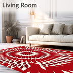 Crimson radial starburst abstract Rug