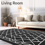 White Geometric Lattice Art Deco Rug