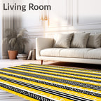 Bold Yellow Black Tribal Stripes Rug