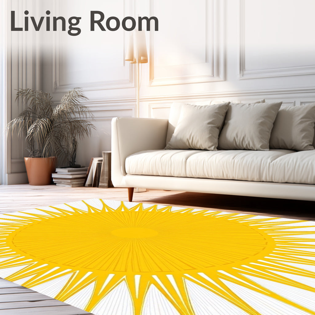 Radiant Yellow Sunburst Rays Rug