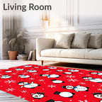 Festive Snowman And Snowflake Repeating Pattern Rug