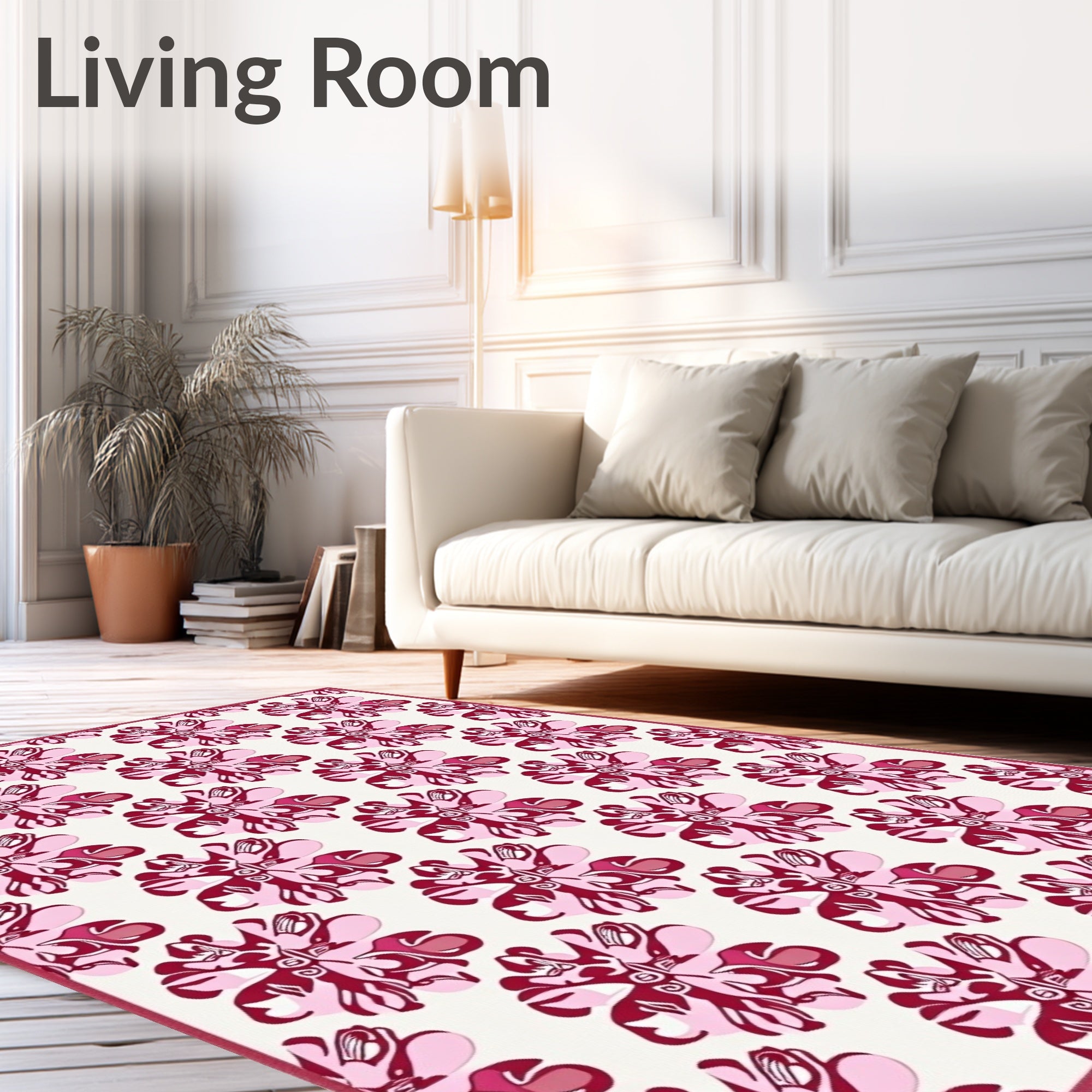 Fuchsia Abstract Floral Repeating Medallion Rug