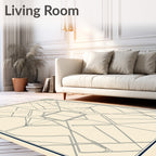 Navy Geometric Art Deco Outline Rug